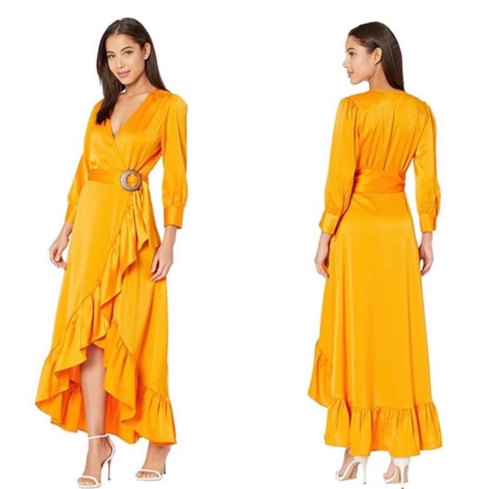 WAYF Savoia Belted Wrap Midi Dress